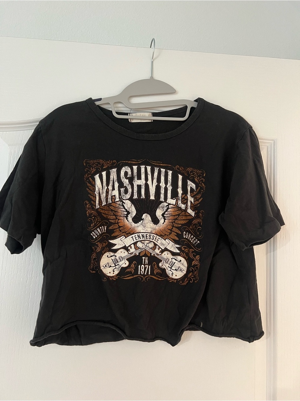 Altar'd State Black Nashville Graphic Tee with Brown & Cream Accents